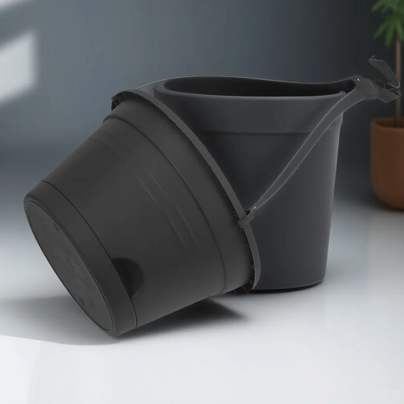 

1Pcs Hanging Flowerpot Dark Grey High-Grade Plastic Breathable Plant Pot for Balcony Garden Decor Indoor Outdoor Space-Saving