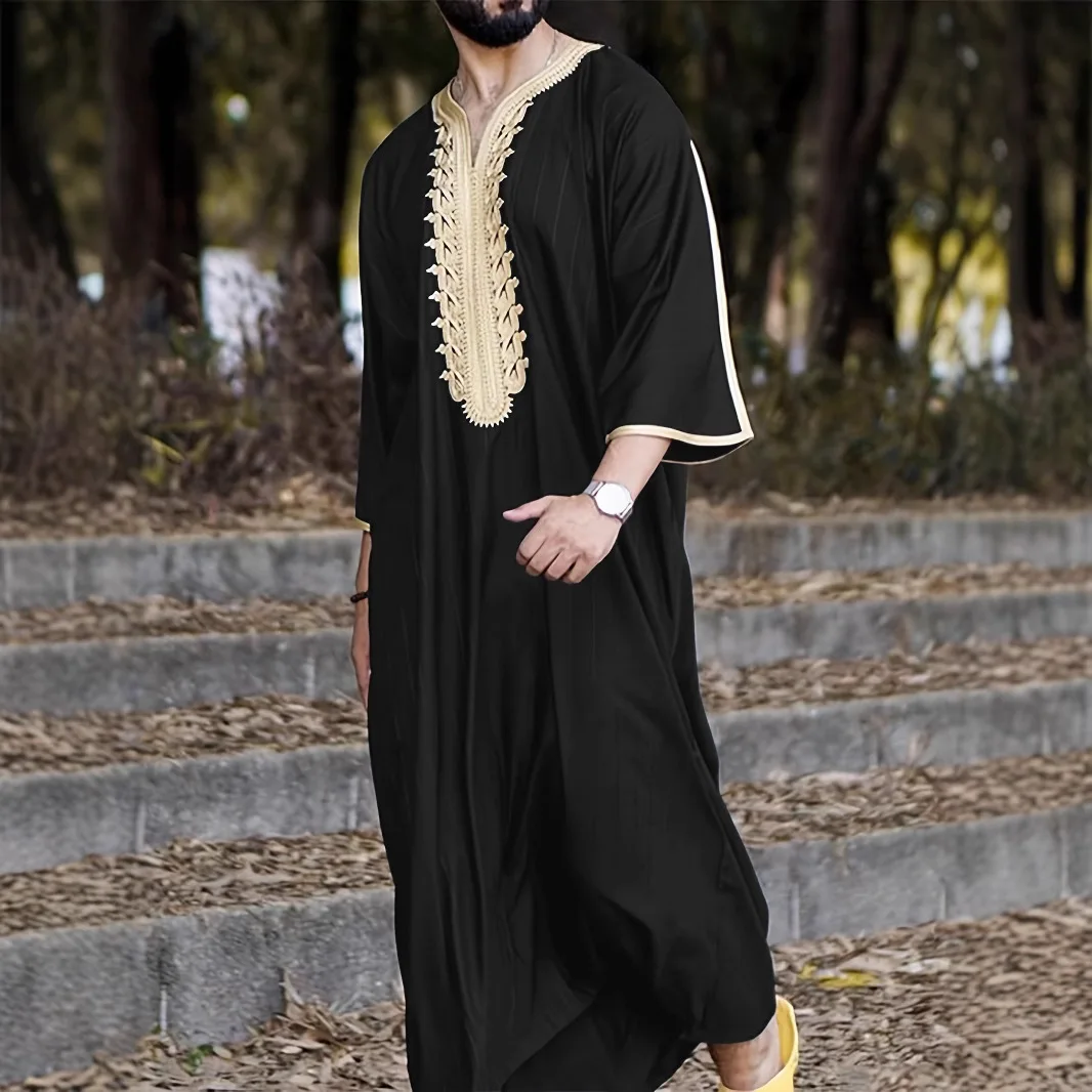 

2024 new robe loose short sleeve embroidered men's clothing Z443