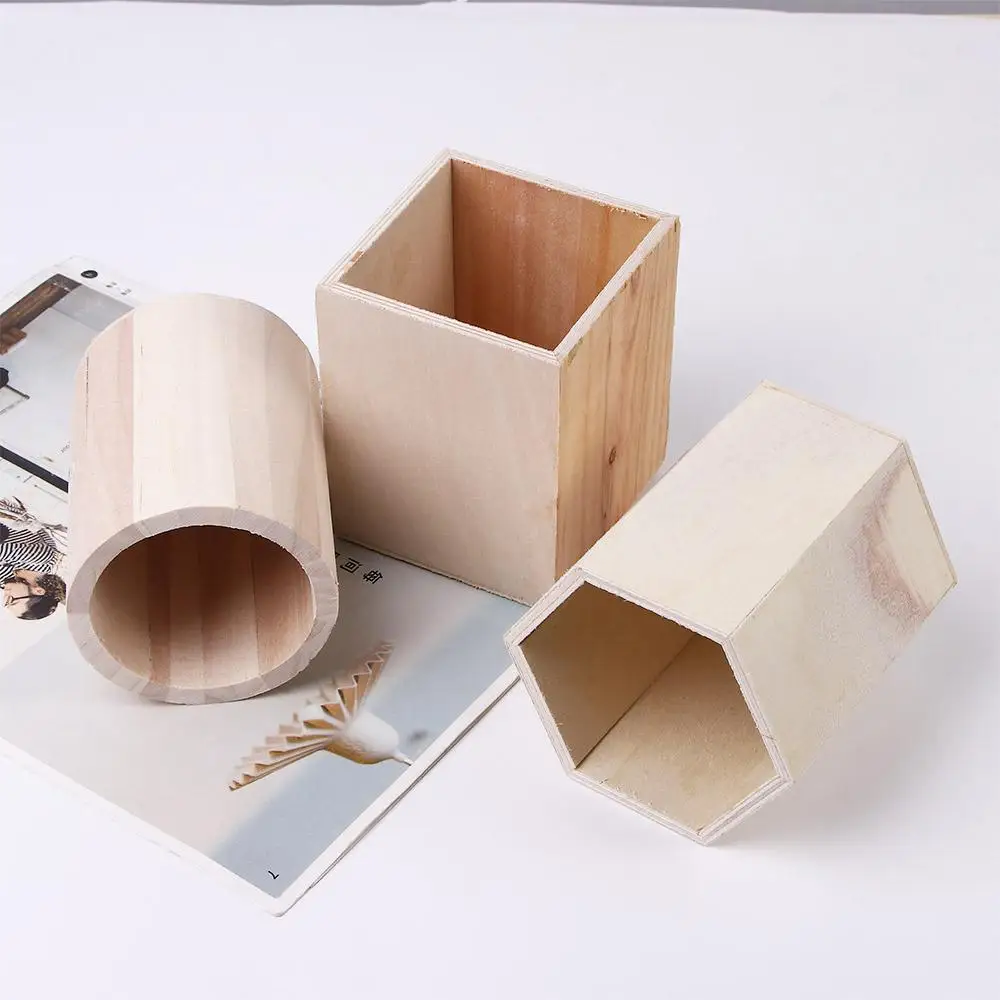 Multifunctional Fashion Pencil Container Stationery Desk Accessories Office Storage Box Pen Holder Wooden Pencil Holders