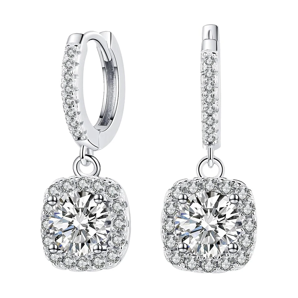 

Luomansi Real S925 Sterling Silver 1CT D Color Moissanite Super Shiny Earrings with Appraisal Certificate Wedding Party Jewelry
