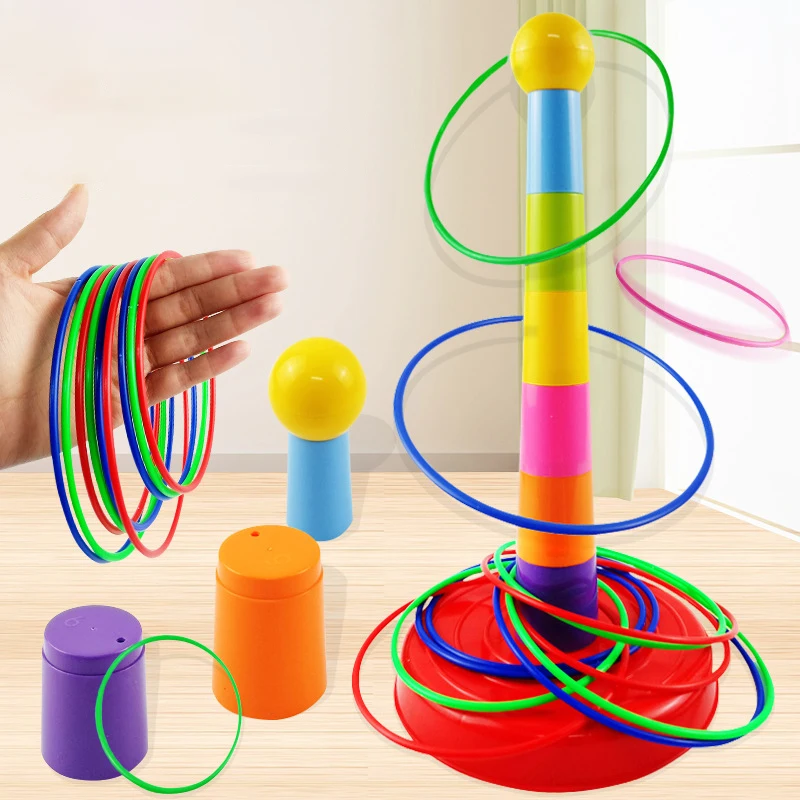 

1Set Children's Fun Lasso Toys Parent-child Interaction Throwing Lasso Set Tower Kindergarten Puzzle Leisure Games Children Toy