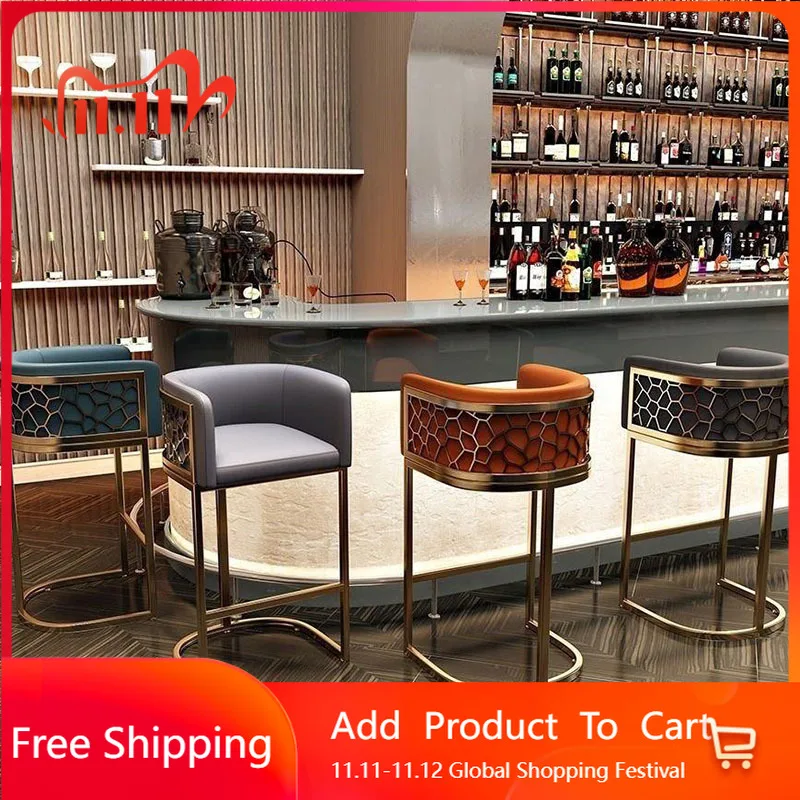 

Gray Design Barstools Leather Counter Accent Leather Minimalist Barstools Gaming Computer Bancos De Bar Lounge Suite Furniture