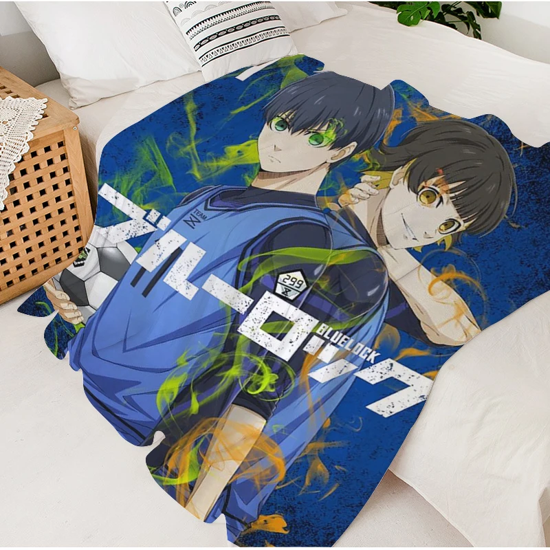 Anime Blanket Sofa Winter D-Blue D-Lock Warm Bed Fleece Camping Custom Home Fluffy Soft Blankets King Size Microfiber Bedding