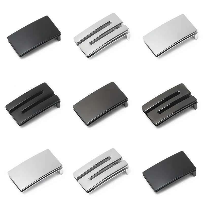 Fashion Glossy Letter Buckle Silver Zinc Alloy Smooth Buckle Versatile Punching Belt Accessories Casual Business Buckle