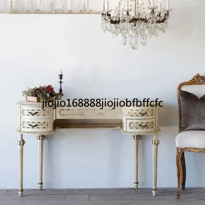 Suitable for European French white dresser dresser mirror solid wood curved makeup table