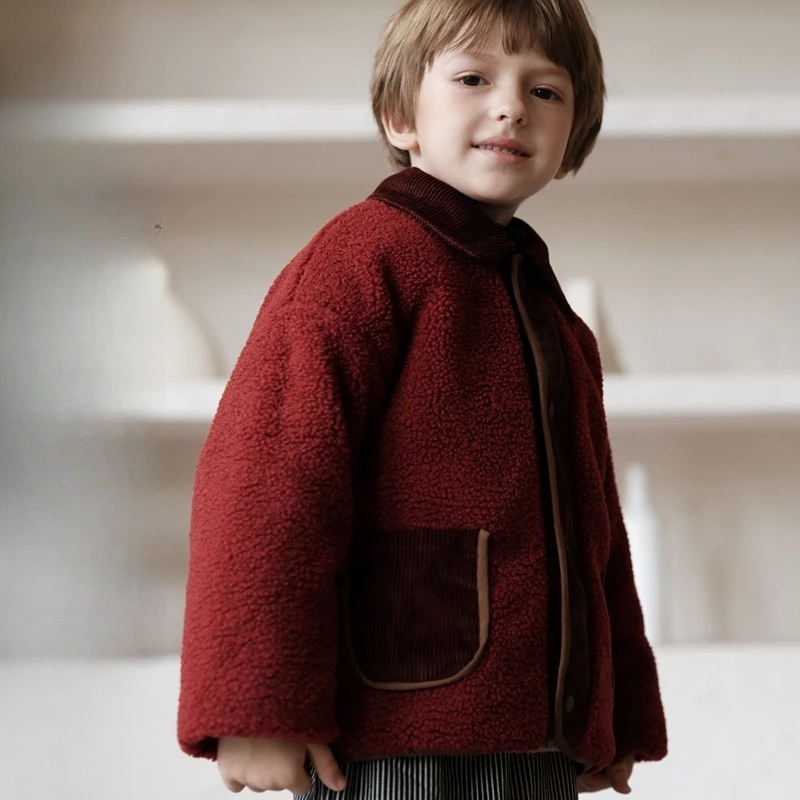 سترة قطنية قصيرة جديدة متعددة الاستخدامات لخريف وشتاء 2025 للأولاد والبنات، قابلة للعكس، مبطنة، معطف فضفاض مناسب