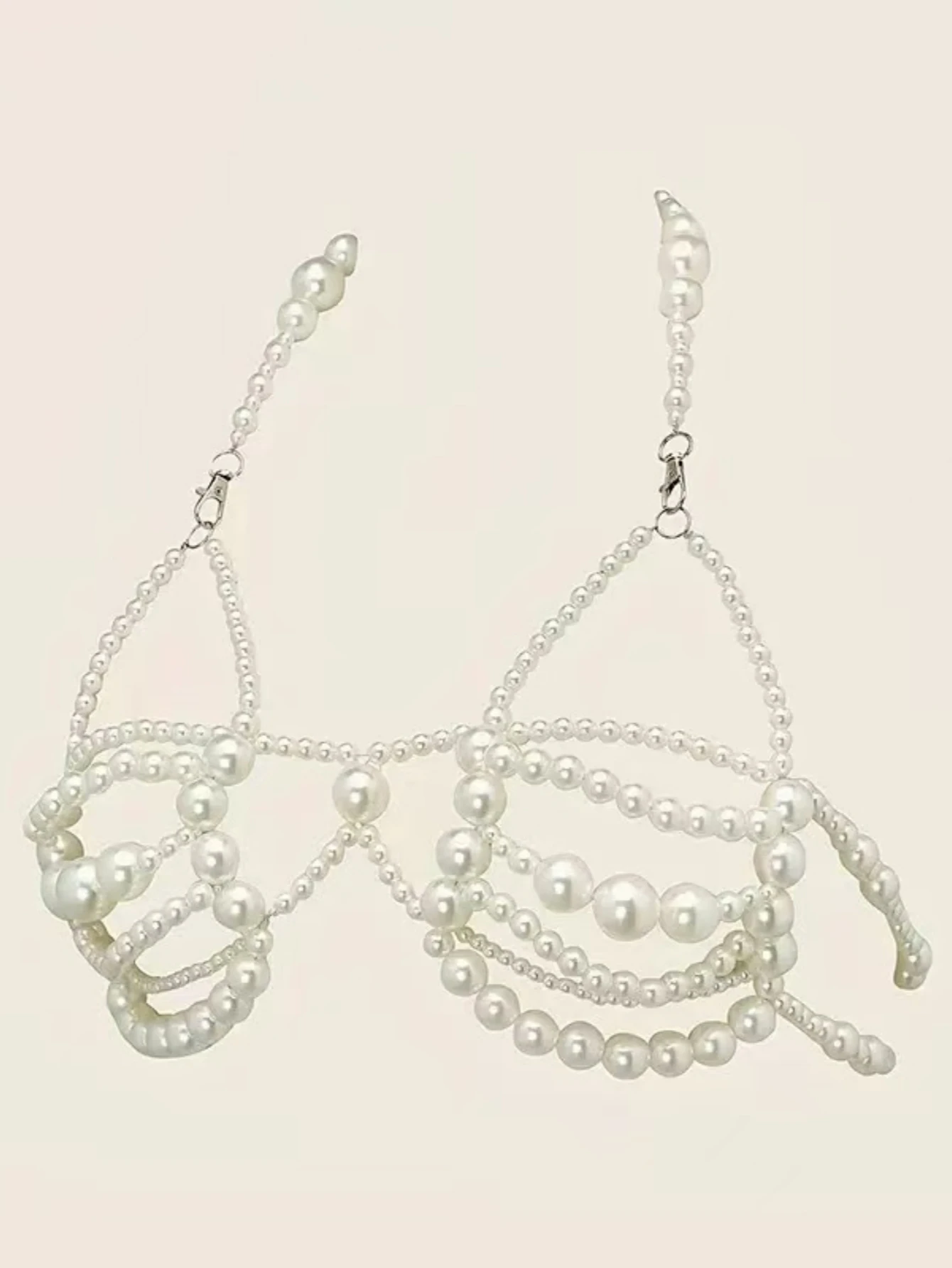 قطعة واحدة من سلسلة الجسم بيكيني اللؤلؤ الاصطناعي - مجوهرات الشاطئ الأنيقة لملابس السباحة، إكسسوار جلام قابل للتعديل على شاطئ البحر