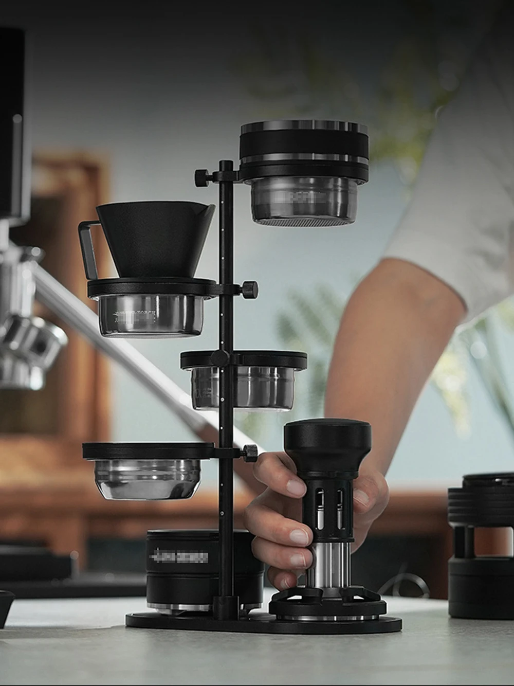 Espresso Tamping Station Stand Portafilter Basket Holder, Magnetic Design 51mm /54mm/58mm Filter Basket Rack Storage Organizer