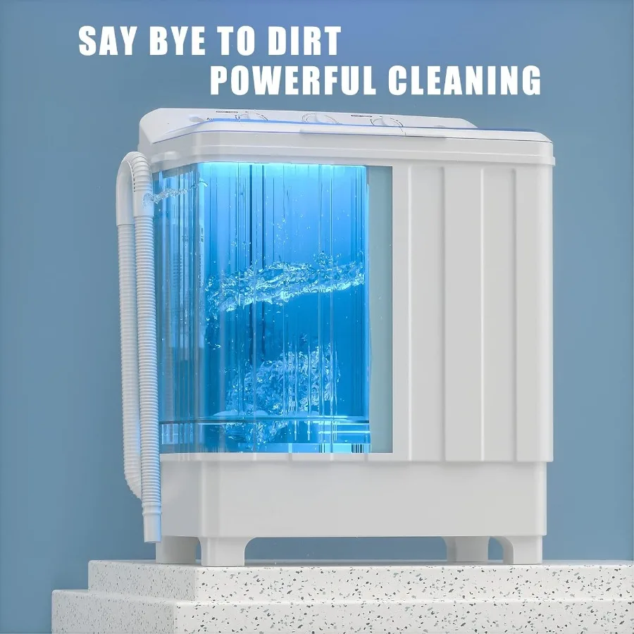 غسالة محمولة بحوض مزدوج بسعة إجمالية 28 رطل تتميز بغسالة 18 رطل ومجفف دوار سعة 10 رطل مثالي لـ Compact La #6