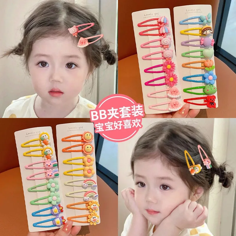 Cute Set BB Clip Children's Bangs and Hair Clips Sweet Beauty Student Hair Card Droplet Clip Hair Accessories