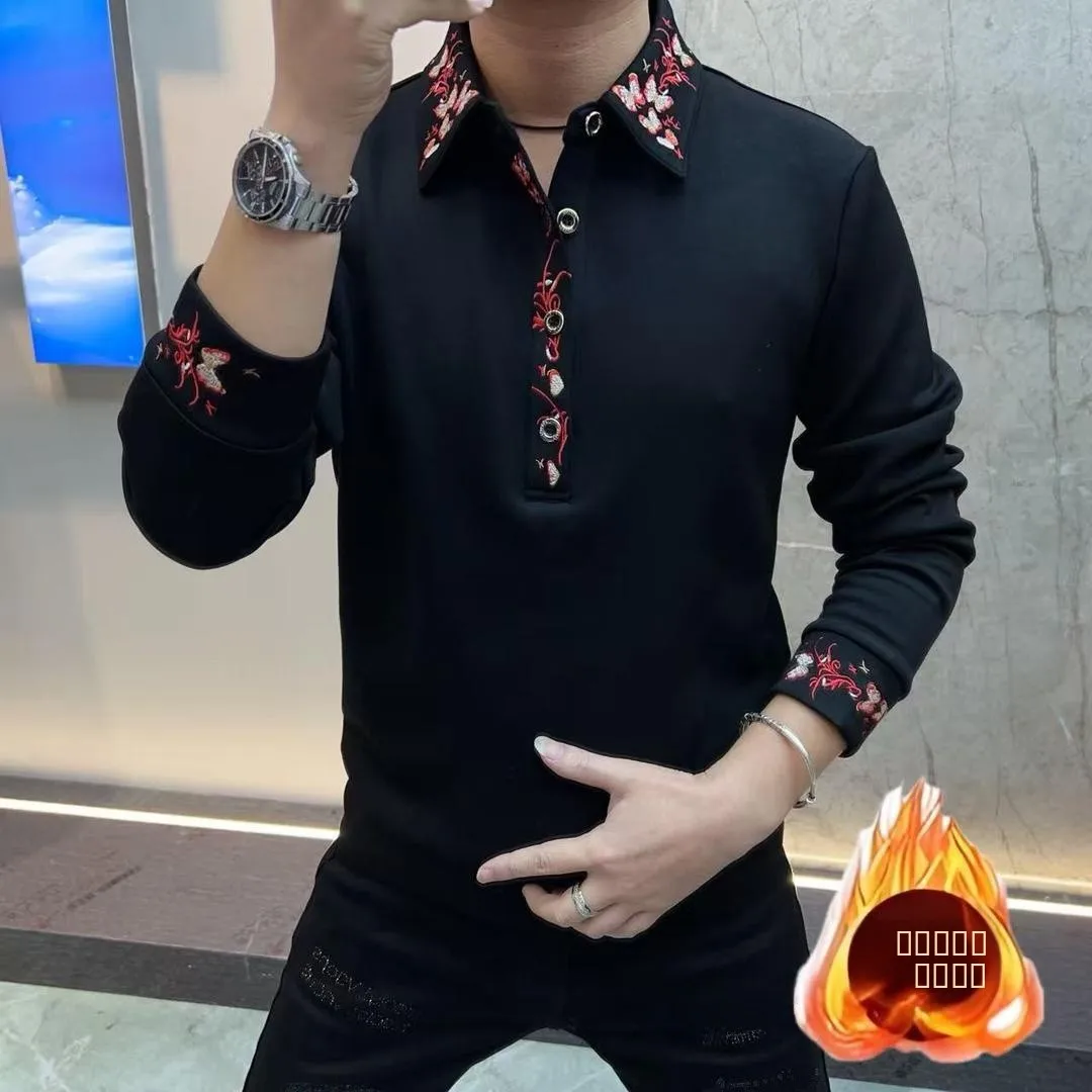 

Красная мужская модная повседневная рубашка из воздушного хлопка с отложным воротником, дышащая, роскошная, легкая, с длинным рукавом, приталенного кроя