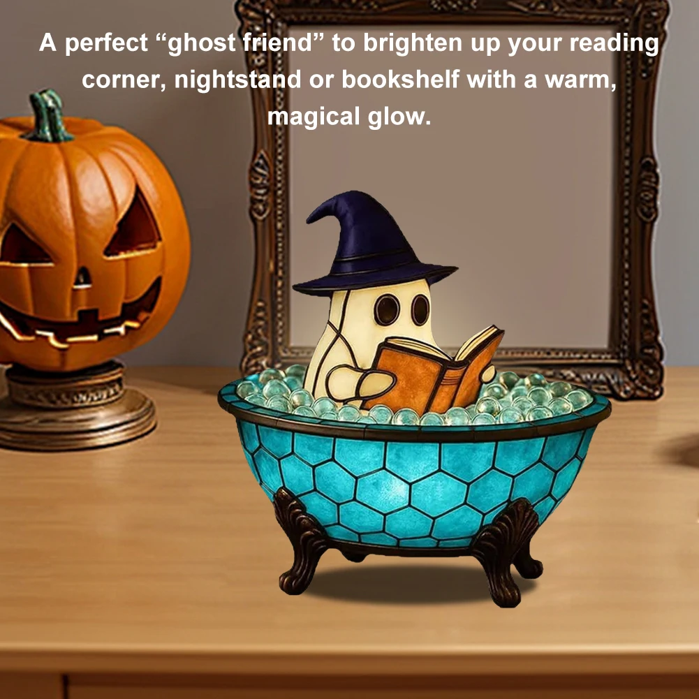Halloween Ghost Bubble Bath Lamp Ghost-Themed Bathtub Lamp Light-Indoor Figurine Lamps for Halloween Party Gift