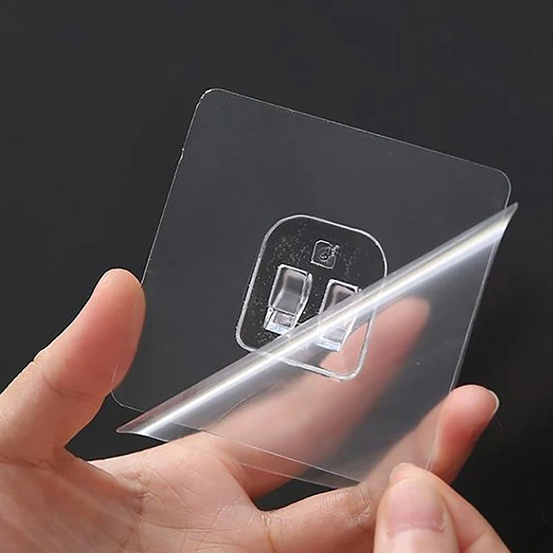 5Pcs Seamless Adhesive Hooks Transparent Acrylic Door Rear Hook Toilet Storage Rack Sticky Hooks