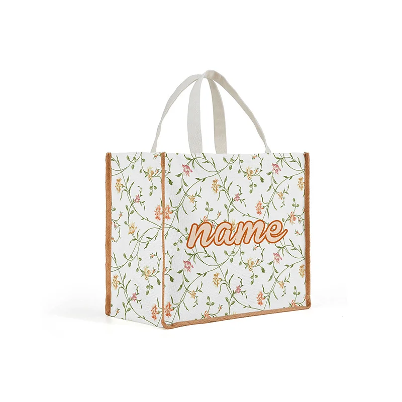 Line Cotton Shoping Bags Reusable Sublimation Blank Linen Grocery Tote Bags Sublimation Blanks For Custom Design Photo Printed