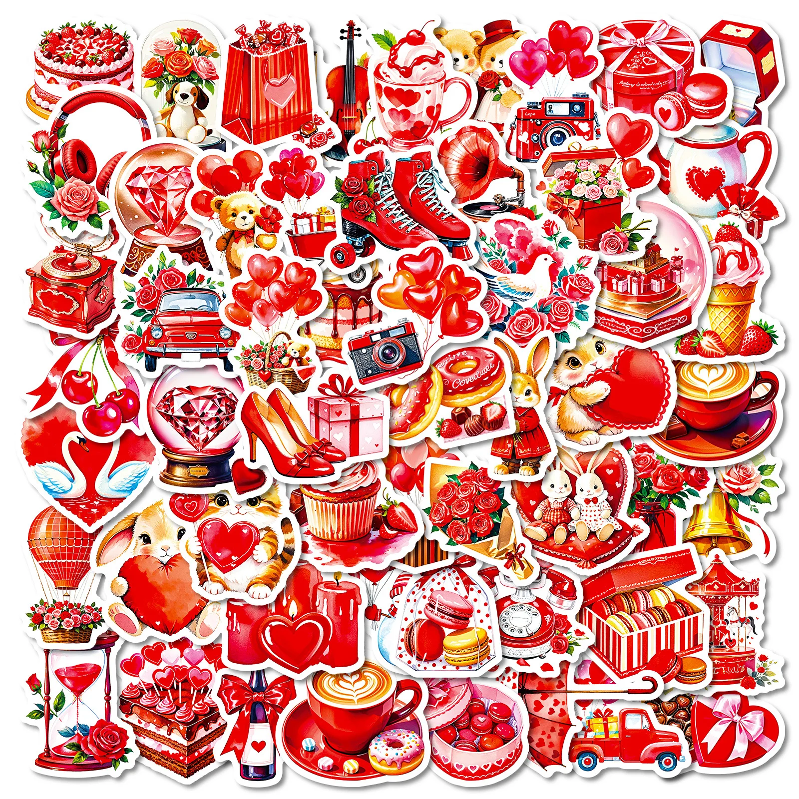 56 قطعة من ملصقات الكتابة على الجدران الجديدة من سلسلة اعتراف الأحمر اللطيفة لمحبي الرسوم المتحركة هدية رومانسية ملصقات تزيين لدفتر القرطاسية