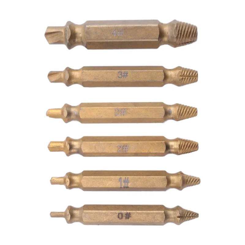 

6PCS Damaged Screw Extractor Kit Stripped Screw Extractor Set For Easily And Quickly Remover Common Sizes Of Broken Tool-ABQU