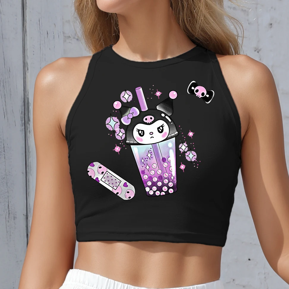 

TOPS WOMAN 2025 off shoulder crop top summer women KUROMI shoujo outfit