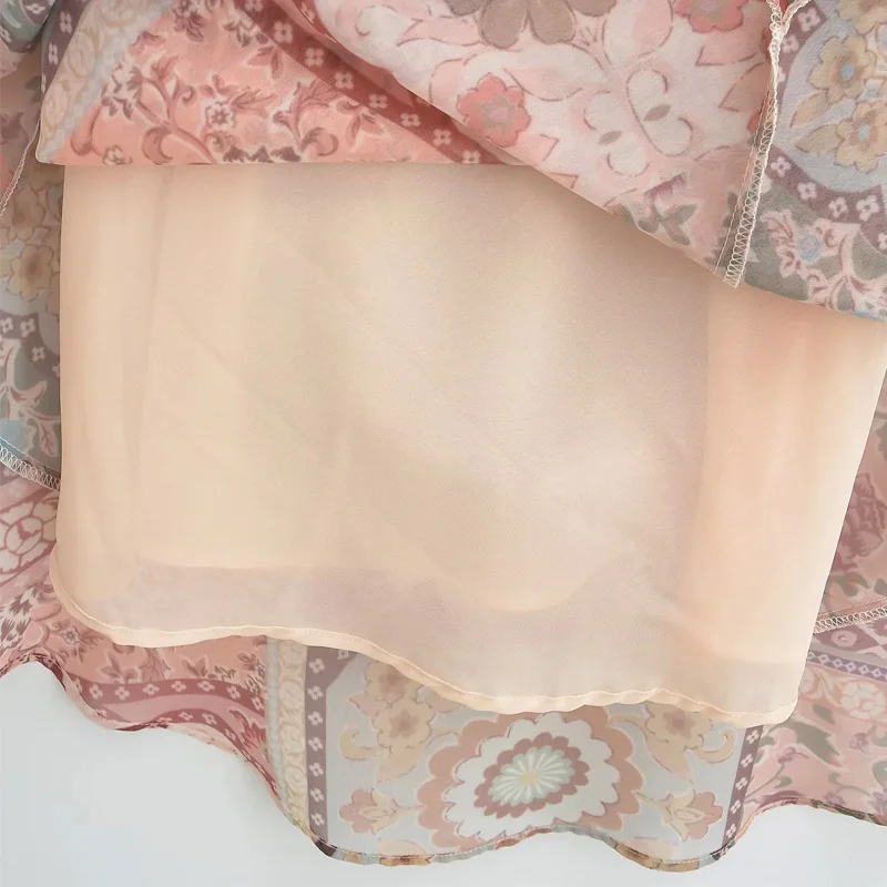 HXAO ロングドレス 2024 夏 レディース セクシー エレガント パーティー 花柄プリントドレス バックレス バタフライ レースアップ ミディ丈 スリップドレス