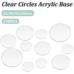 10PCS Clear Acrylic Miniature Bases 30mm 40mm 50mm 60mm Round Model Base 2mm Thick Circular Figure Stands for Collectible Figure