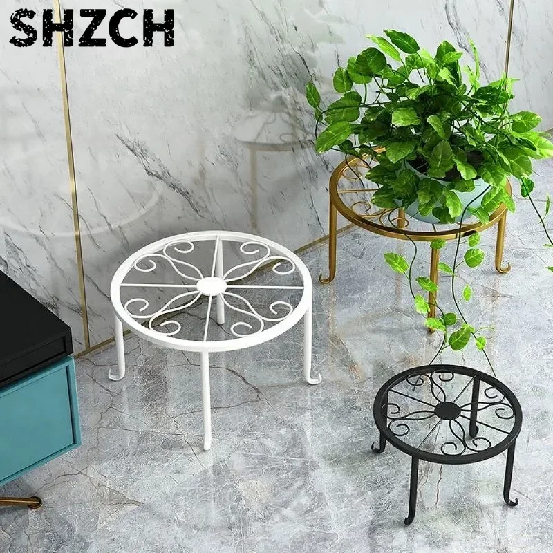 Flower Stand Living Room Floor-to-Ceiling balcony Indoor Household, Wrought Iron Green Dill Hanging orchid Hollow Flower Stand