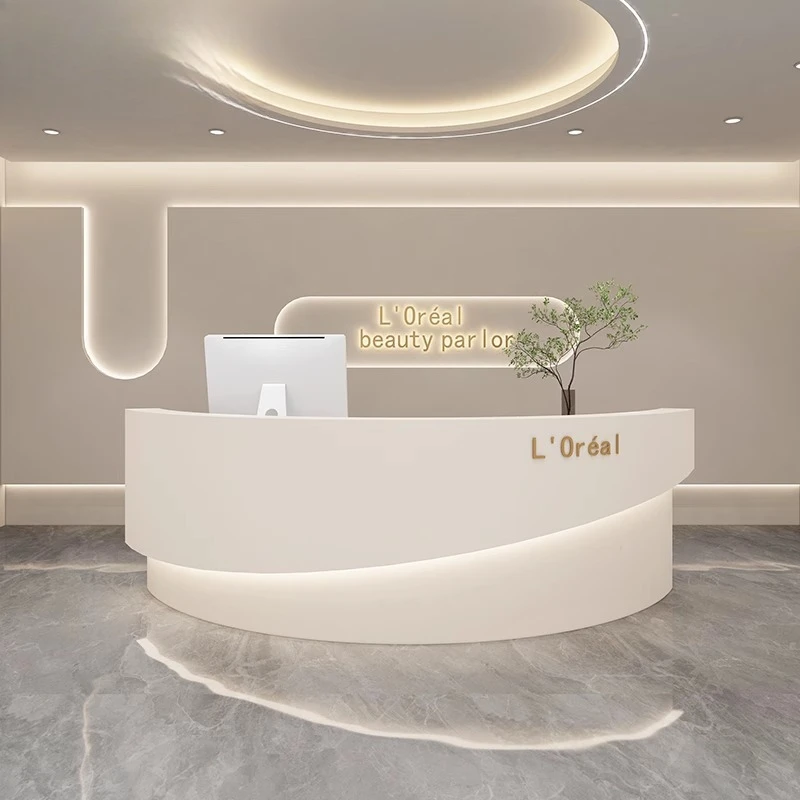 

Elegant Luxury Reception Desks Drawers High Quality Service Commericial Stands Reception Desks Welcome Desk Bureau Furniture