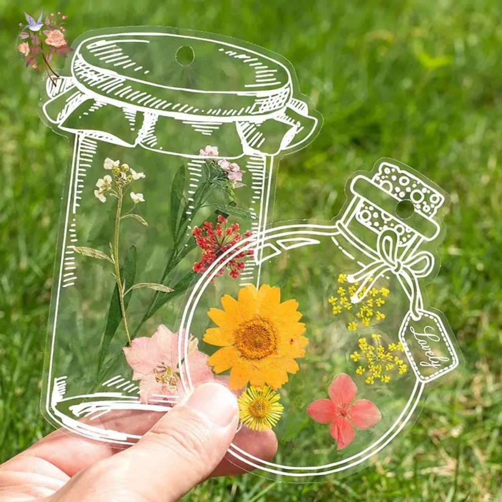 Handmade Pressed Dried Flowers Bookmark DIY Material Transparent Bottles Stickers Homemade Embossed Plant Leaves Flowers Resin