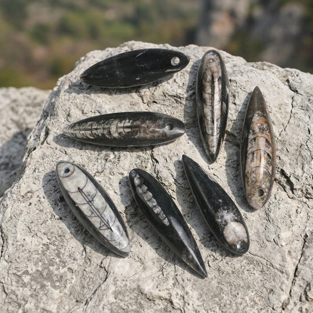 1 piece random right angle petrified stone pendant, suitable for necklace jewelry, Moroccan gemstones