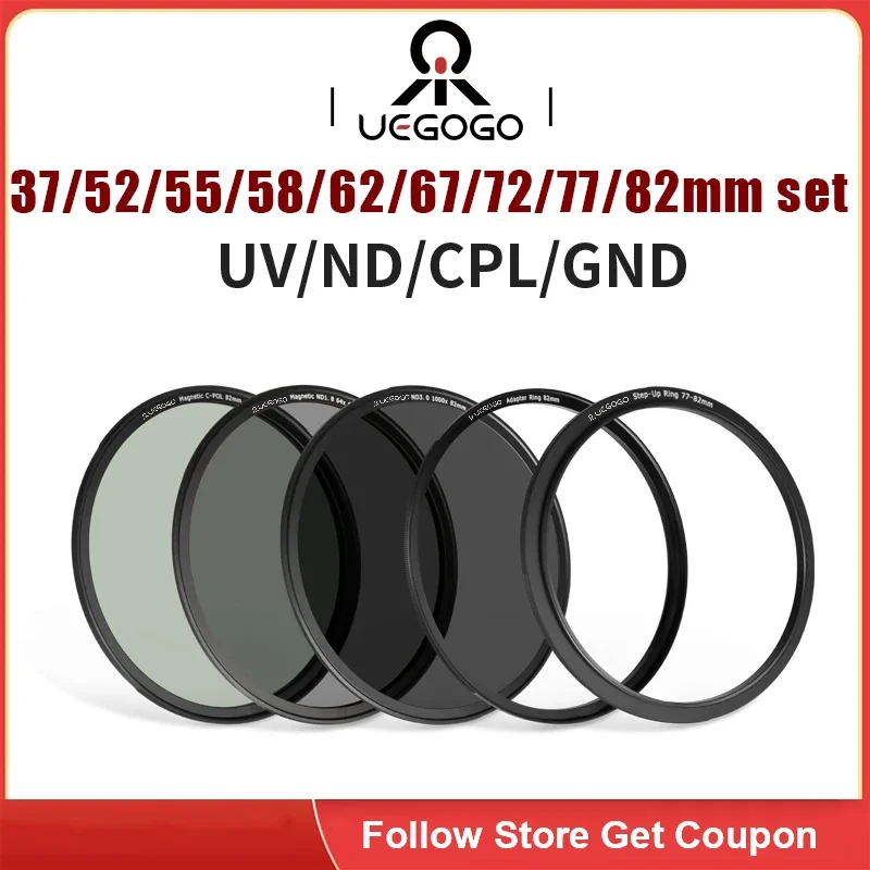 UEGOGO 52mm/58mm/62mm/67mm/72mm/77mm/82mm Lens filter Gradient GND Red GrEy Blue UV/CPL/ND2-400 Star Line 4 6 8 Camera Filters