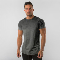 Summer Gym Sports Fitness Short Sleeve T-shirt Men's Training Cotton Breathable Tops Solid Color Tee Casual Sweatshirt Clothing