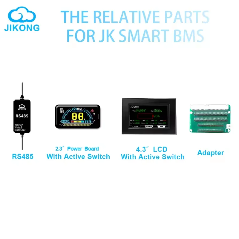 2025 رائجة البيع JiKong Smart BMS ملحق 4.3 بوصة LCD تعمل باللمس شاشة الكريستال السائل لنظام إدارة البطارية Jikong Pcb RS485 BT