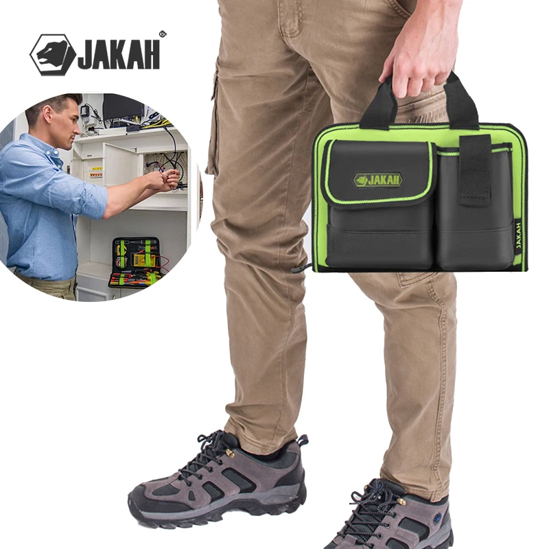 Jakah 1680D Borsa per attrezzi Borsa per elettricista portatile impermeabile per tecnici Kit per organizer di rete Borsa per attrezzi facile da trasportare