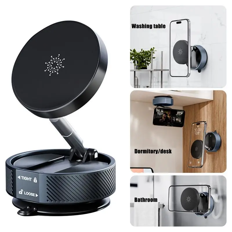 Vacuum Magnetic Phone Holder Foldable Rotatable Cellphone Bracket Portable Vacuum Magnetic Phone Mount Travel Automobile
