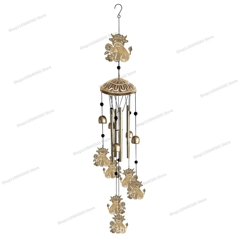 For Highland Bull Wind Chimes Metal Iron Crafts Home Outdoor Garden Decorations Pendant