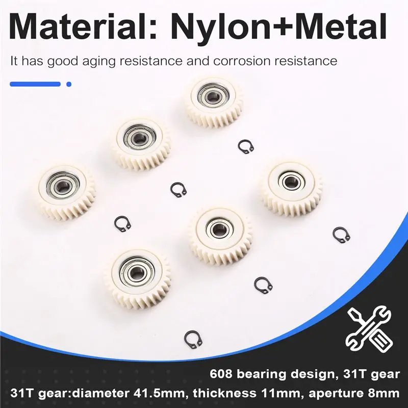 B62B-6PCS E-Bike Motor Gear Clutch Kit 31T For-Helical Gear Hub Motor Planetary Gear 608 Bearing Cycling Accessory