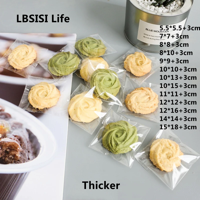 LBSISI Life,Transparent Clear Biscuit Bread Cookie Bags Food Candy Chocolate Wedding Birthday Party Plastic Packaging Bag,100pcs