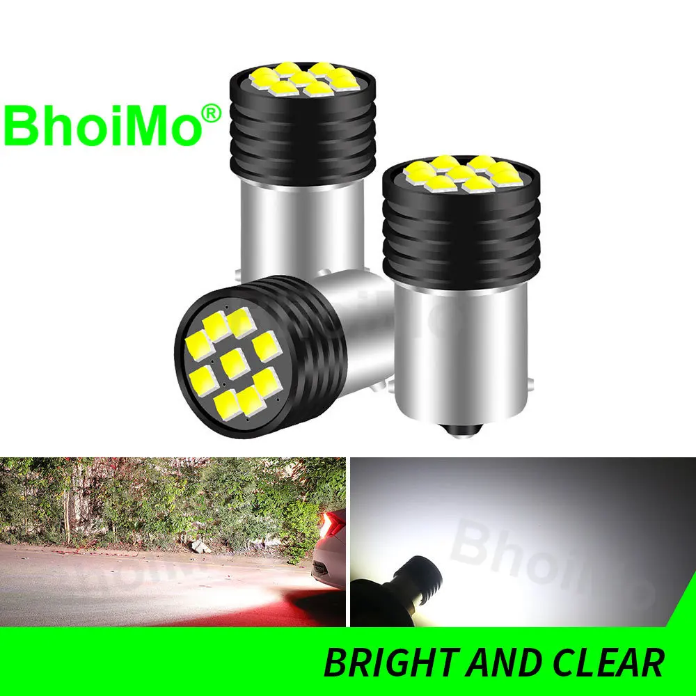 BhoiMo 2PCS P21W P21/5W Led 1156 Bulb Brake Reverse 1157 R10W S25 BAY15D R5W BA15S Turn Signal Parking Tail Lamp Car Light White