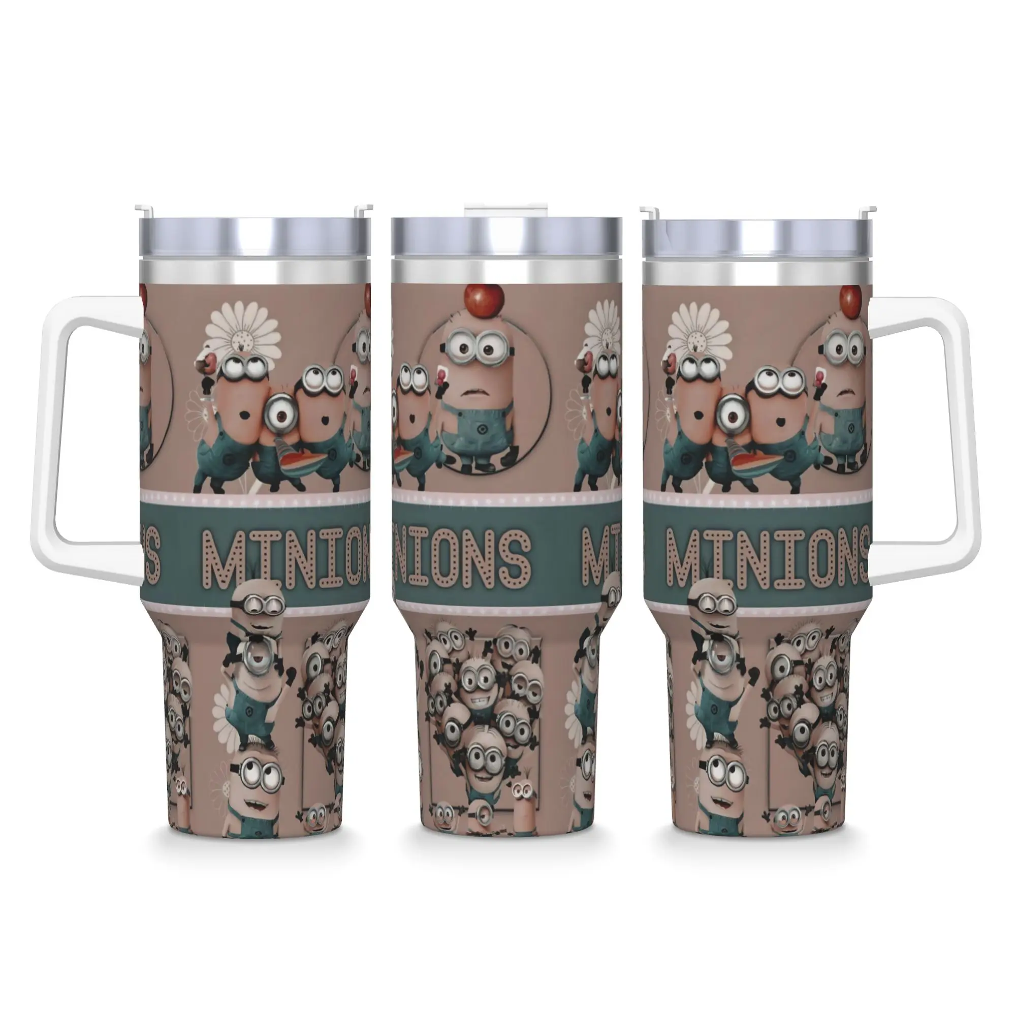 

Стакан из нержавеющей стали с изображением миньонов, термочашки с большими желтыми глазами, соломинками и крышкой, большие автомобильные кружки, бутылка для горячих напитков, воды