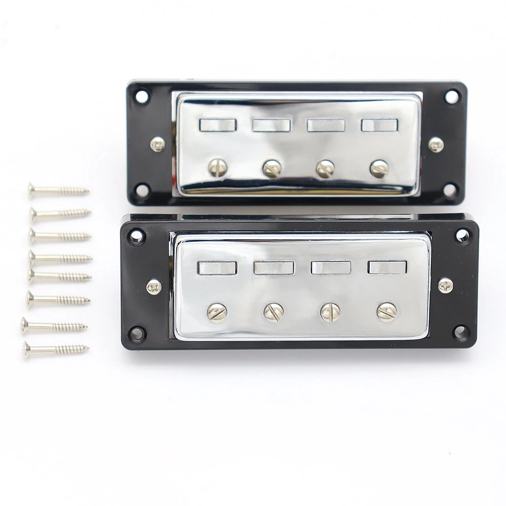 1Set Guitar Pickups Mini 4 string Bass Guitar Humbucker Pickups with Black Ring for Electric Guitar with mounting screws