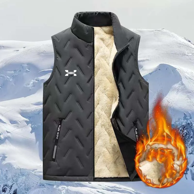 2024 new men\'s windproof vest, sleeveless jacket, casual jacket, thermal cotton, thick vest, winter vest