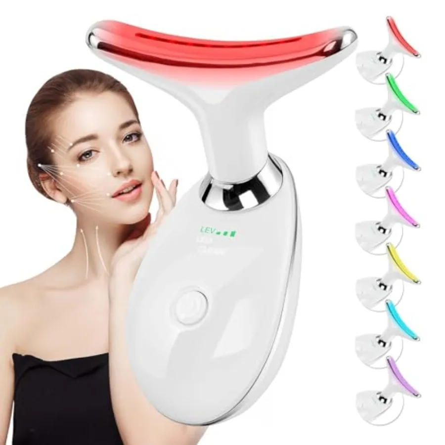 

Face and Neck Massager Tool 7 Colors LED Womens Skin Care Facial Massager for Skin Rejuvenation Lifting Toning Glow Boost