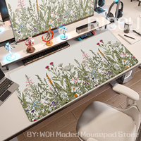 Green Plant Large Gaming Mousepad XXL Gamer Mouse Pad Office Long Table Mat Flower Aesthetics Deskmat Extended E-sports Playmat