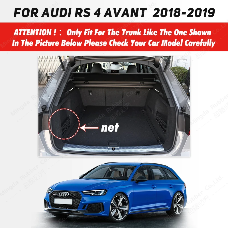 Auto Full Coverage Trunk Mat For Audi RS 4 Avant 2018 2019 Leather Car Boot Cover Pad Cargo Liner Interior Protector Accessories