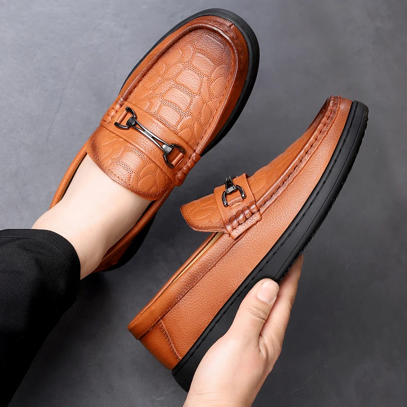 

Fashion Brand Men's Spring Anti Slip Loafers High-quality Men's Comfortable Thick Soled Casual Formal Business Leather Shoes