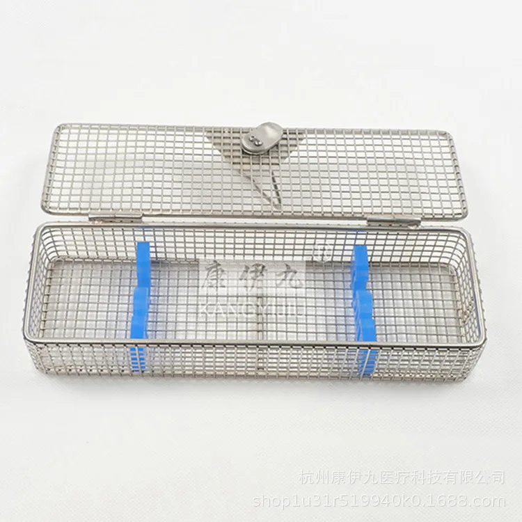 Endo-scope disinfection net basket 304 stainless steel with medical silicone card strip