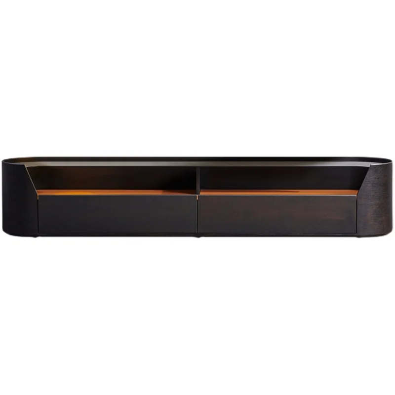 

Italian modern light luxury simple TV cabinet Internet celebrity arc-shaped floor cabinet Smoked oak bedroom floor low cabinet