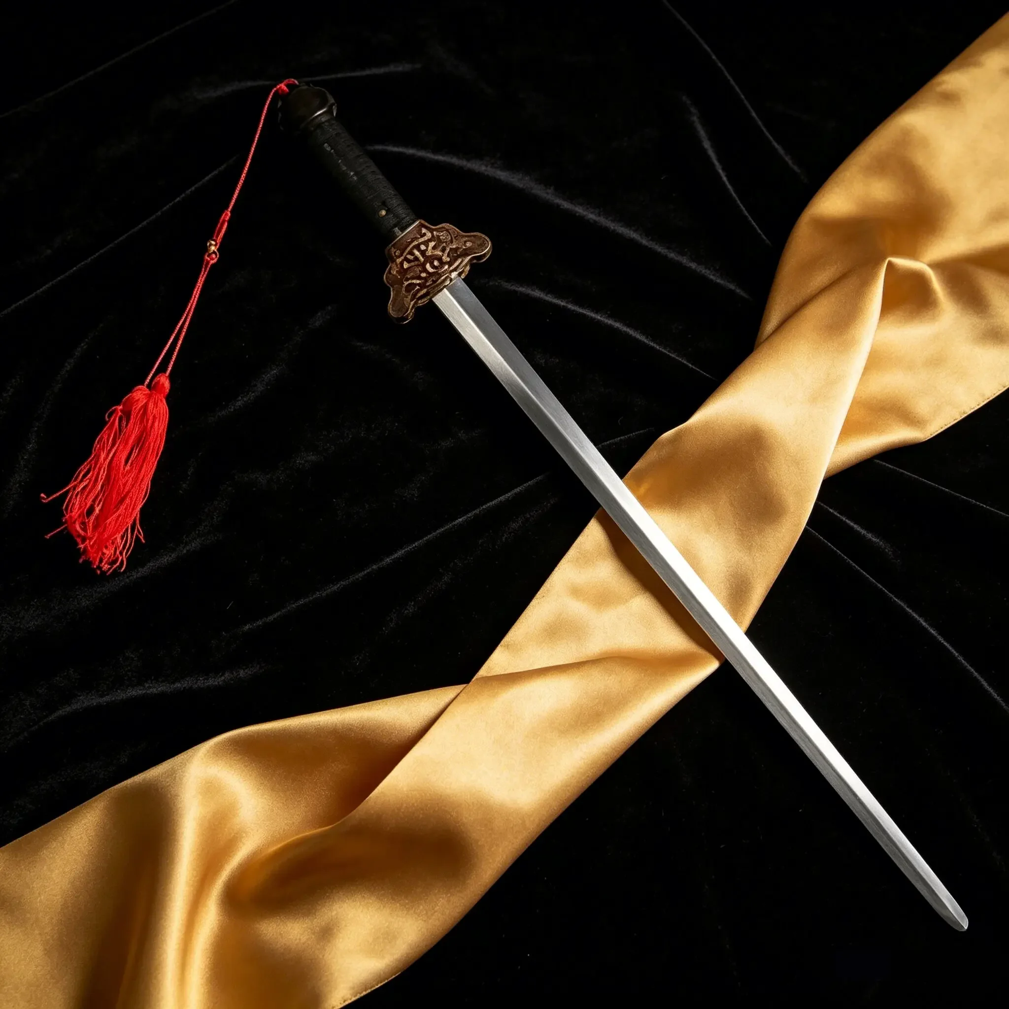 

Chinese Tai Chi Sword Retractable Sword Outdoor Sports Toys Classic Tassel Sword Performance Carving Prop Decoration Accessories