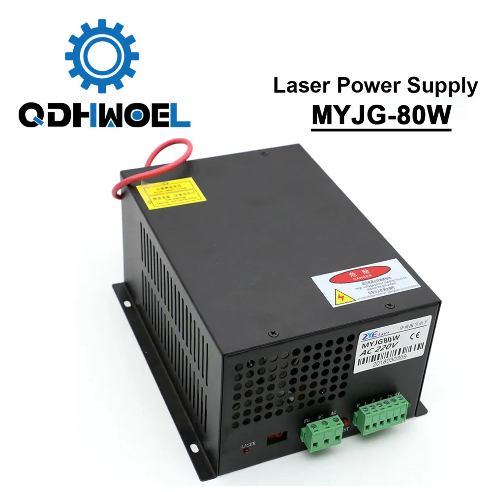 

QDHWOEL 80W CO2 Laser Power Supply for CO2 Laser Engraving Cutting Machine MYJG-80W