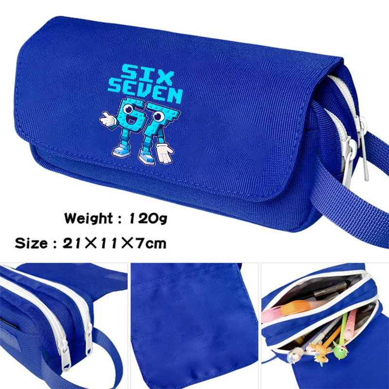 Cartoon Funny Six Seven Pencil Bag for Student Nylon Pencil Case Back To School Supplies Printed 67 Number Anime Pencil Cases