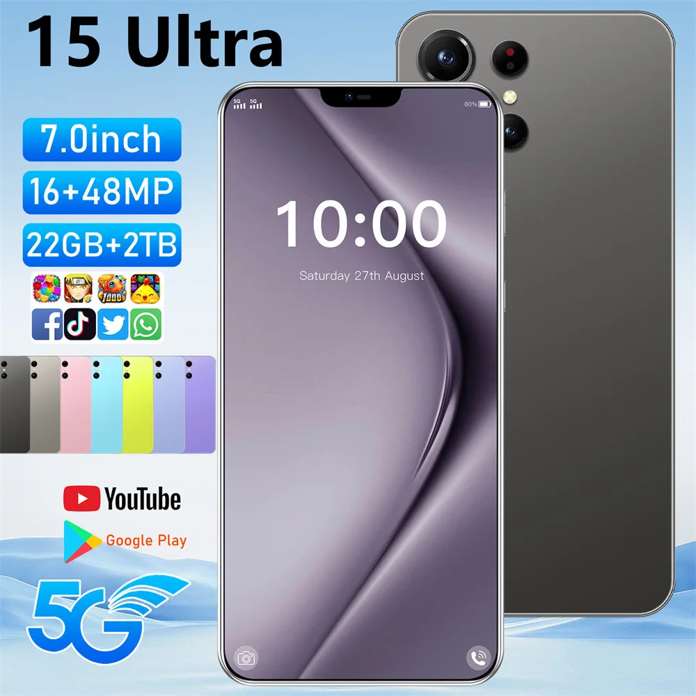 

НОВЫЙ горячий 15 Ultra 7,0 дюймов Global Edition, оригинальный Smart 22 ГБ + 2 ТБ, 4G 5G, двойная карта, аккумулятор 8000 мАч, функция распознавания лиц