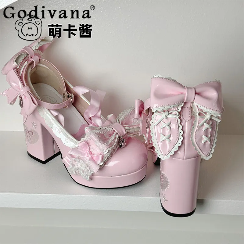 

Lolita Japanese Original Jk Uniform Sweet Doll Feeling Lo Shoes Round Toe Thick Heel Platform Versatile Woman High Heel